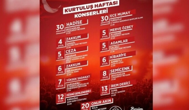 Manisa’da kurtuluş coşkusu! 30 Ağustos Zafer Bayramı'nda Manisa'da hangi ilçede, kimin konseri var?